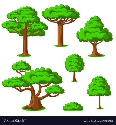 Cartoon Trees Set On A White Background Vector Illustration Download