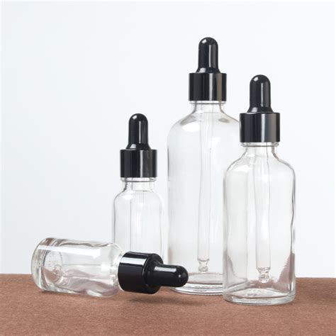 Custom Clear Glass Dropper Bottle With Black Dropper