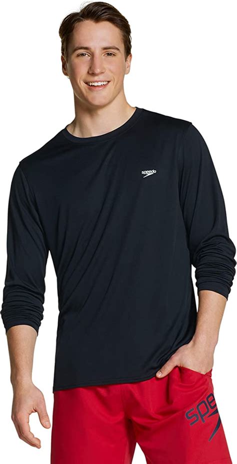 Speedo Mens Uv Swim Shirt Basic Easy Long Sleeve Regular Fit Black