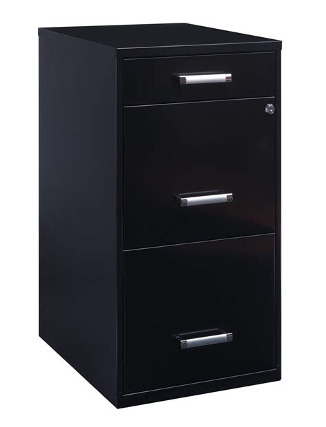 Space Solutions 3 Drawer Metal File Cabinet With Pencil Drawer Black
