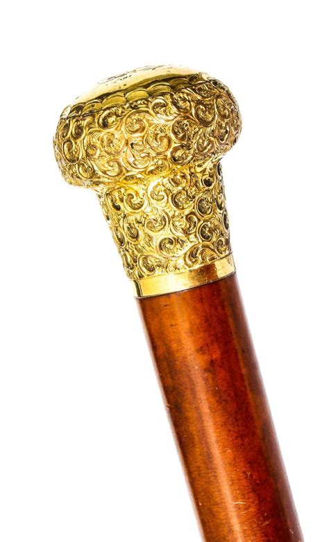 Antique Walking Stick Cane With Domed Ormolu Pommel 19th Century At