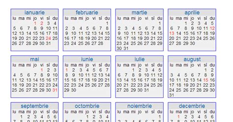 Calendar Pe Saptamani 2015