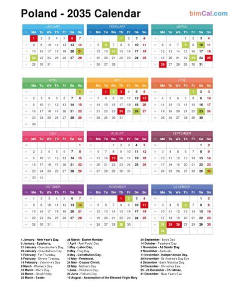 2035 Calendar Poland Public Holidays And Observances In Poland