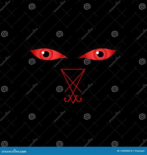 Eyes Of Satan Or Devil Eyes Of The Devil With Sigil Of Lucifer Stock