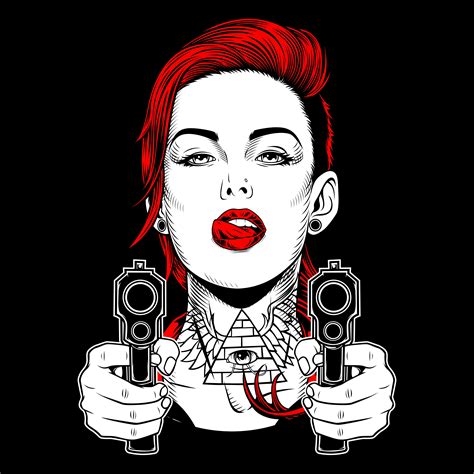 gangster girl cartoon with gun
