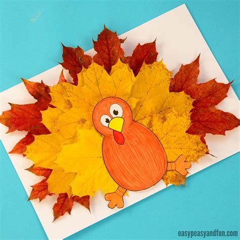 Turkey Leaf Craft Template Поделки на день благодарения Осенние