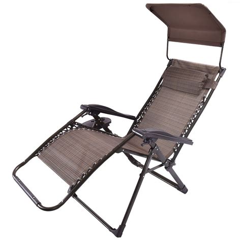 You can also buy this type of recliner chair with an attached sun canopy that can be adjusted anytime you desire a little more protection from the sun on. Folding Zero Gravity Reclining Outdoor Chair With Canopy