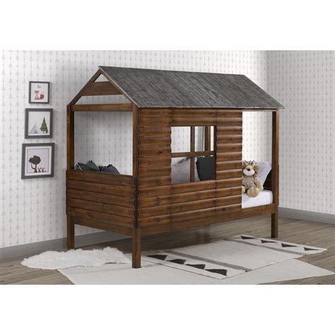 Twin Log Cabin Low Loft Transitional Kids Beds By Virventures Houzz