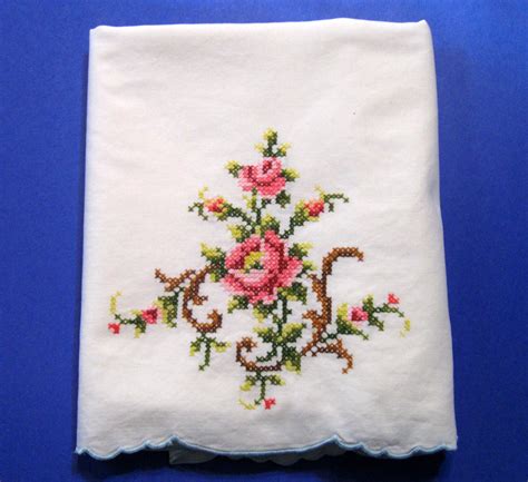 Finished size 4.5 x 6.9. Cross Stitch Pillowcase Vintage Pillowcase by by ...