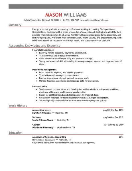 A highly organized, detail orientated and dependable professional who has the ability to apply her accounting knowledge and experience to a. Best Accounting Clerk Resume Example From Professional Resume Writing Service
