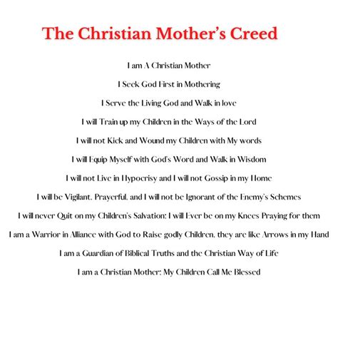 A Christian Mothers Creed Are You A New Future Or An Experienced
