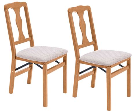 Queen Anne Folding Dining Chairs 2pcs Solid Hardwood Frame Cushioned