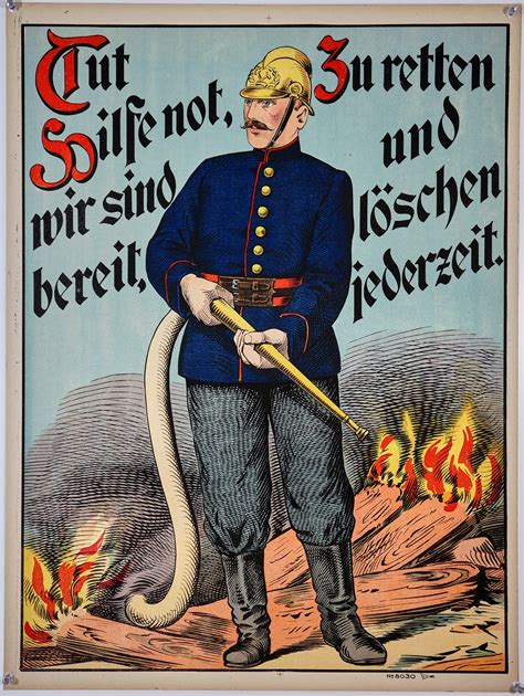 Wissembourg Firefighter No 8030 1890s Original Vintage Poster