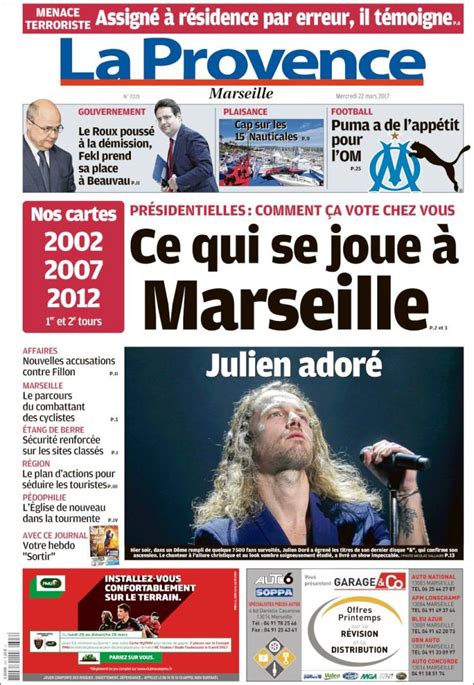 Journal La Provence (France). Les Unes des journaux de France. Édition