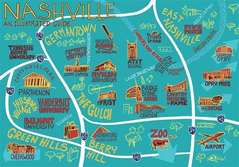 A Map Of Nashville With All The Attractions