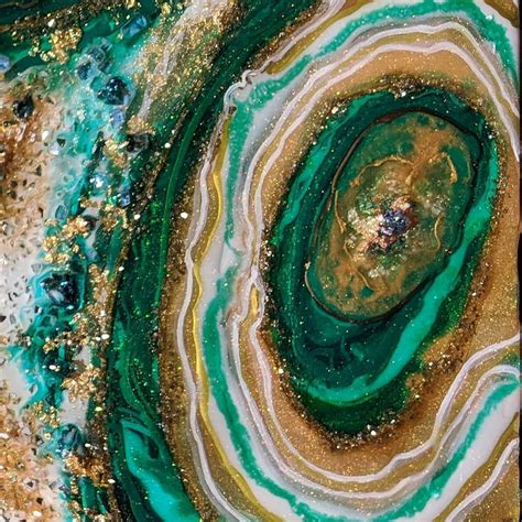 Emerald And Gold Artbyloyal Resin Resinart Geode Painting Geodeart