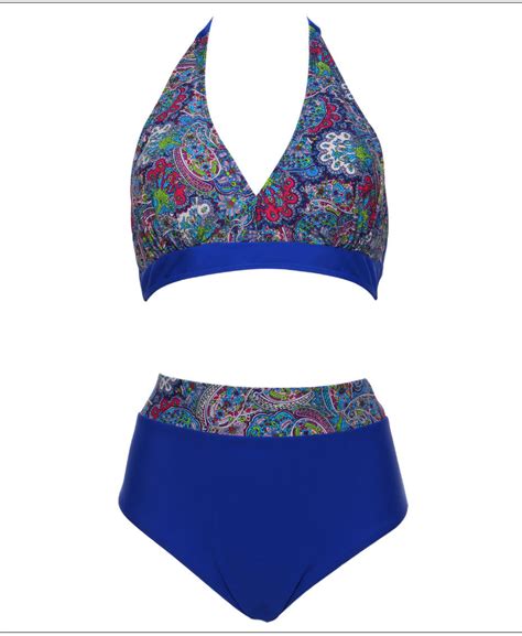 2020 Andzhelika Plus Size Swimwear High Waist Swimsuit Deep V Bikini New Vintage Print Floral