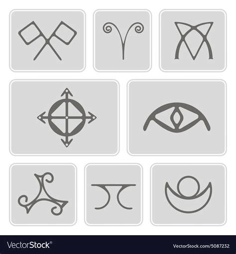 Icons With Magical Symbols Of The Elves Of Fyn Vector Image