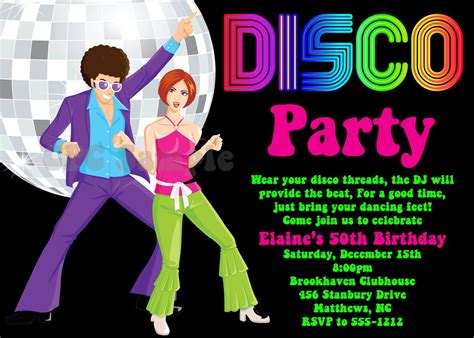 Disco Party Invitation 70s 80s 90s Disco Dance Party