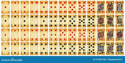 Full Set Of Vintage Playing Cards Isolated On White Stock Illustration
