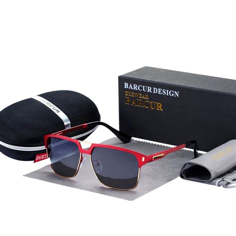 barcur brand designer 2018 sunglasses men polarized square lens driving sun glasses male style
