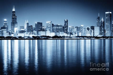 Chicago Skyline At Night Photograph By Paul Velgos