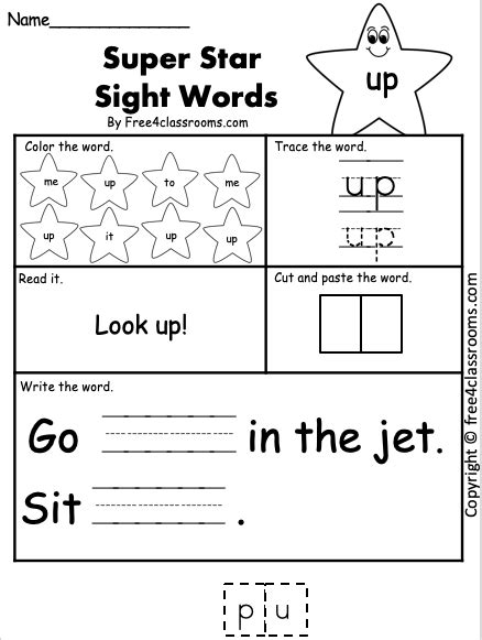 Free Sight Word Worksheet Up Free4classrooms