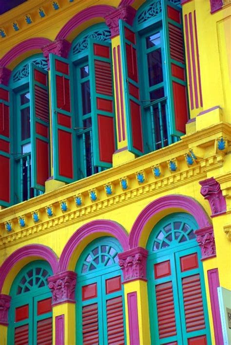 Singapore Colourful Buildings Architecture Windows