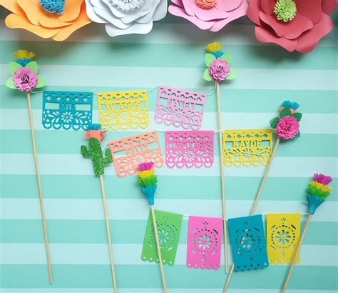 1 Papel Picado Cake Topper Fiesta Cake Topper Custom Fiesta Etsy