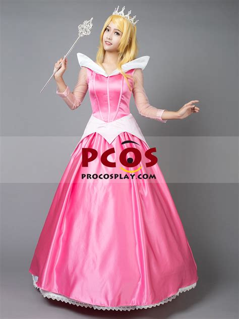 We Have Disney Cartoon Sleeping Beauty Princess Aurora Cosplay Costume Pink Dress For Sale