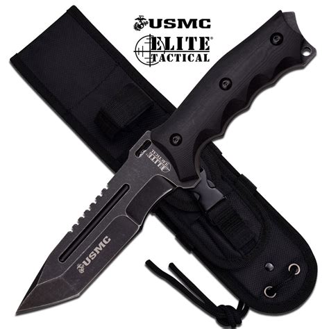 Elite Tactical Official Usmc Fixed Blade Tanto Combat Knife W Molle Sheath