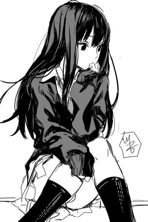 446 Best Images About Anime Girls Black And White On