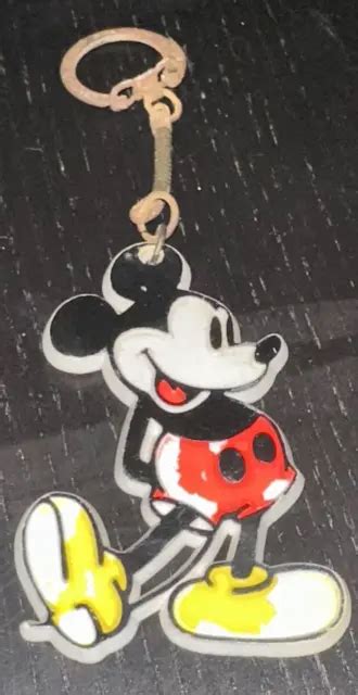 Vintage Mickey Mouse 3 Original Key Chain 1970s Enamel Walt Disney
