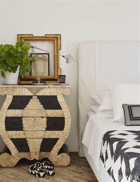 The Black And White Color Palette In The Master Bedroom Of This Italian