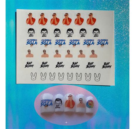 Bad Bunny Nail Stickers Waterslide Decal Stickers Etsy