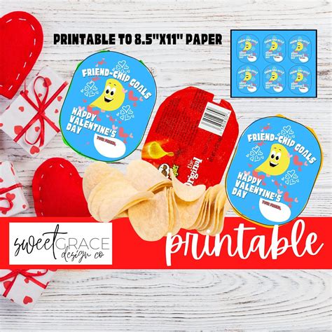 Chips Kids Valentines Printable Use With Pringles Snack Size Etsy