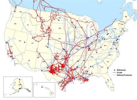 1 Map Of The Us Crude Oil And Refined Product Pipelines Api 2013