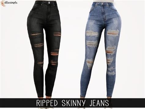Elliesimple Ripped Skinny Jeans The Sims 4 Download Simsdomination Sims4 Clothes Sims