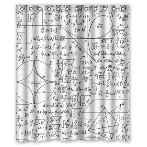 Hellodecor Love Math Mathematical Formula Shower Curtain Polyester Fabric Bathroom Decorative