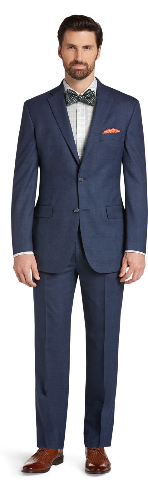 Traveler Collection Tailored Fit Windowpane Suit Traveler Suits Jos A Bank