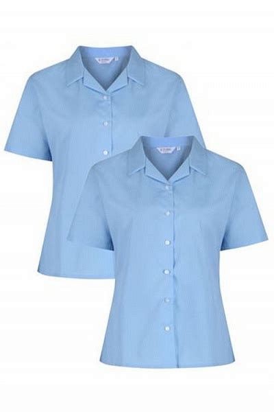 Trutex Girls Revere Collar Short Sleeve Blouse Blue Trutex Blouses