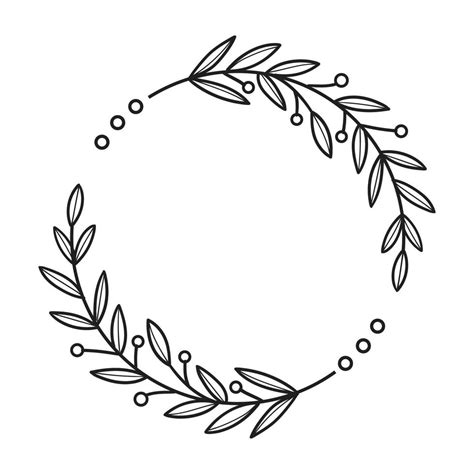 Vector Isolated Circle Floral Frame Line Art Illustration 7524316