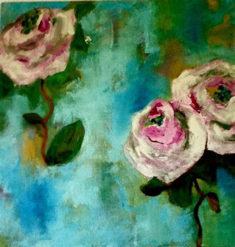 Acrylic Paint Roses Shabby Chic Painting By Carolyn Ahr Ahrt