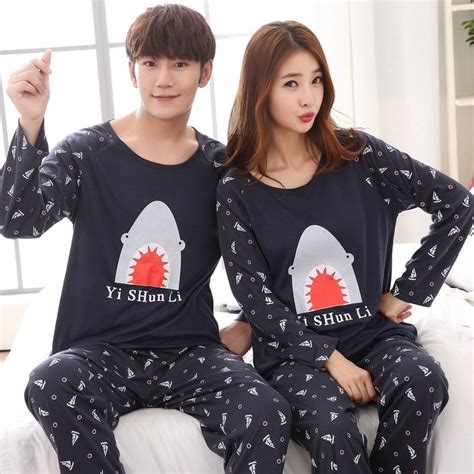 Couples Plus Size 100 Cotton Pajama Sets Women Autumn Long Sleeve Cartoon Print Pyjama Pijama