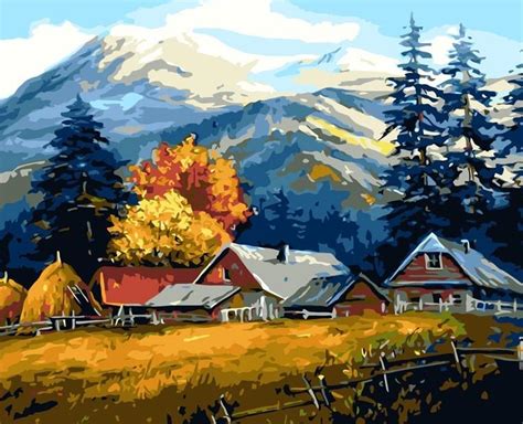 Mountains Farm Landscapes Paint By Number Painting By Numbers