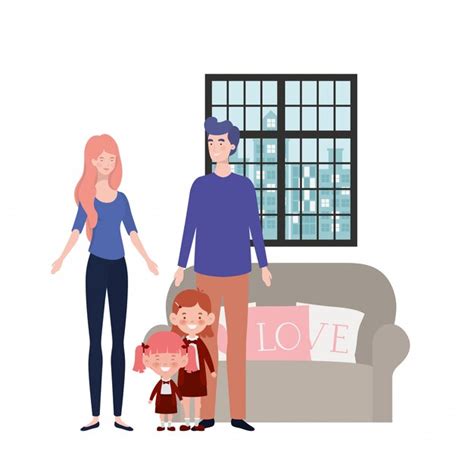 Premium Vector Isolated Father And Mother With Kids