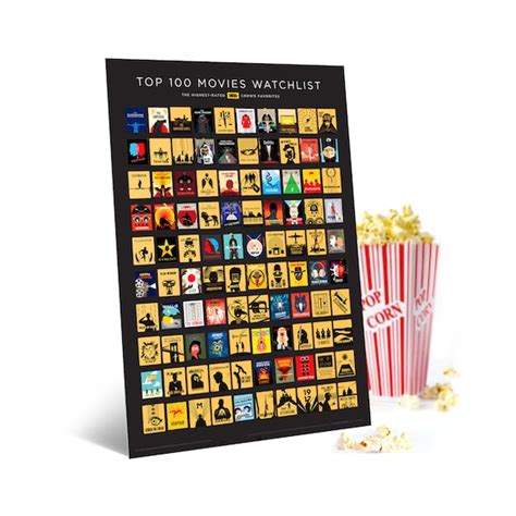 Imdb Top 100 Movies Scratch Off Poster Officially Licensed Etsy