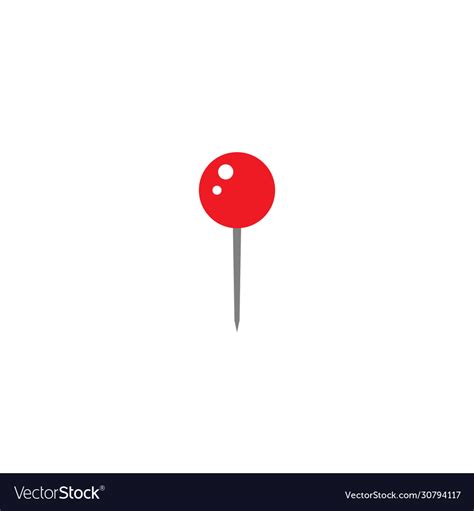 Red Push Pin Icon Isolated On White Office Vector Image