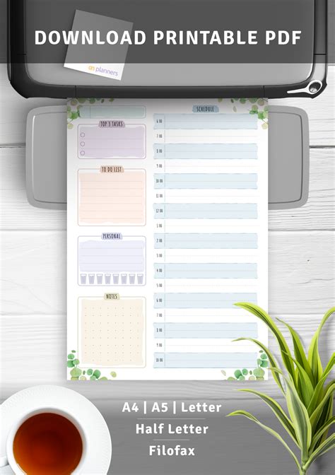 Download Printable Undated Daily Planner Template Floral Style Pdf