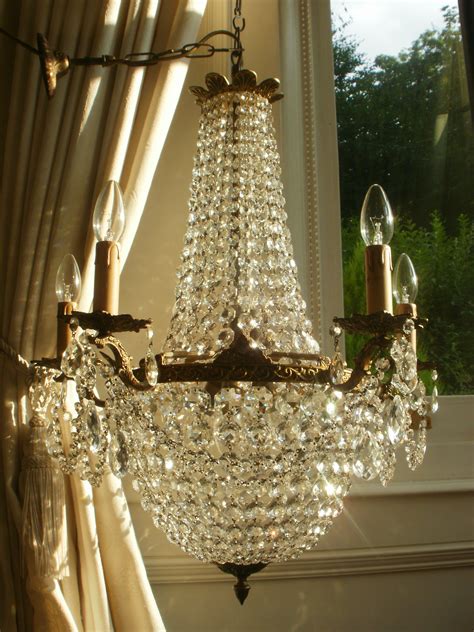Vintage French Empire Bronze Crystal Chandelier Chandeliers Lantern